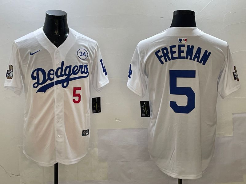 Men Los Angeles Dodgers #5 Freeman White Fashion 2025 Nike MLB Jersey style 1